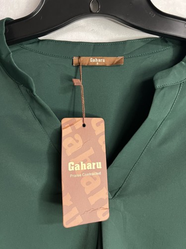 Gaharu Women's Blouses Long Sleeve Work Shirt Chiffon Tunic Top Small Green - Picture 7 of 10
