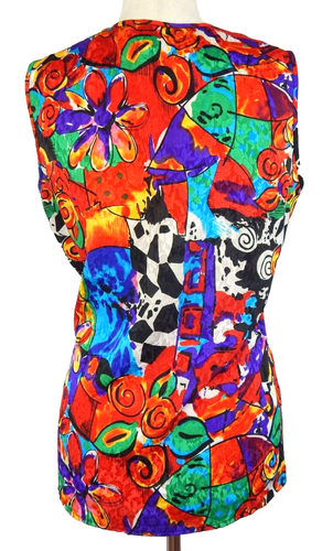 DIANE FREIS S/M ORIGINAL Print 2-teiliger Anzug Tunika Jacke & ärmelloses Tank - Bild 5 von 15
