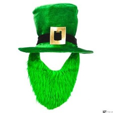 St. Patrick's Bright Leprechaun Party Bearded Polyester Fiber Top Hat, One Si...