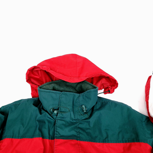 Vintage Bugle Boy Mens Jacket Large Blue Red Green Fleece Lined Pocket Hooded - Picture 9 of 14