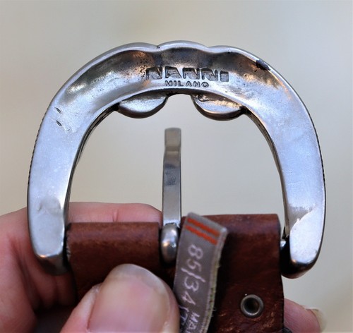 Cinturón de cuero de diseñador de lujo vintage NANNI, MADE IN ITALY, Milán, talla 34 - Imagen 10 de 15