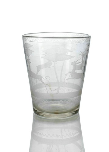 Barock - Becherglas mit Jagdmotiv. Deutschland oder Böhmen, 18.Jh. - Picture 2 of 3