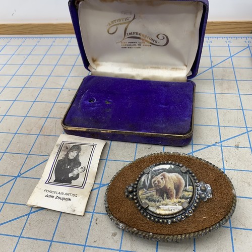 Vintage Schnalle Künstlerische Impressionen Bär Cowboy gebraucht - Bild 4 von 12