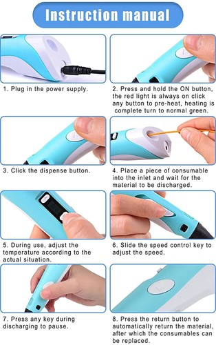 3d Printing Pen Set Doodle Printer Drawing LCD Screen 3 Colours for Kids Adults - Picture 3 of 4