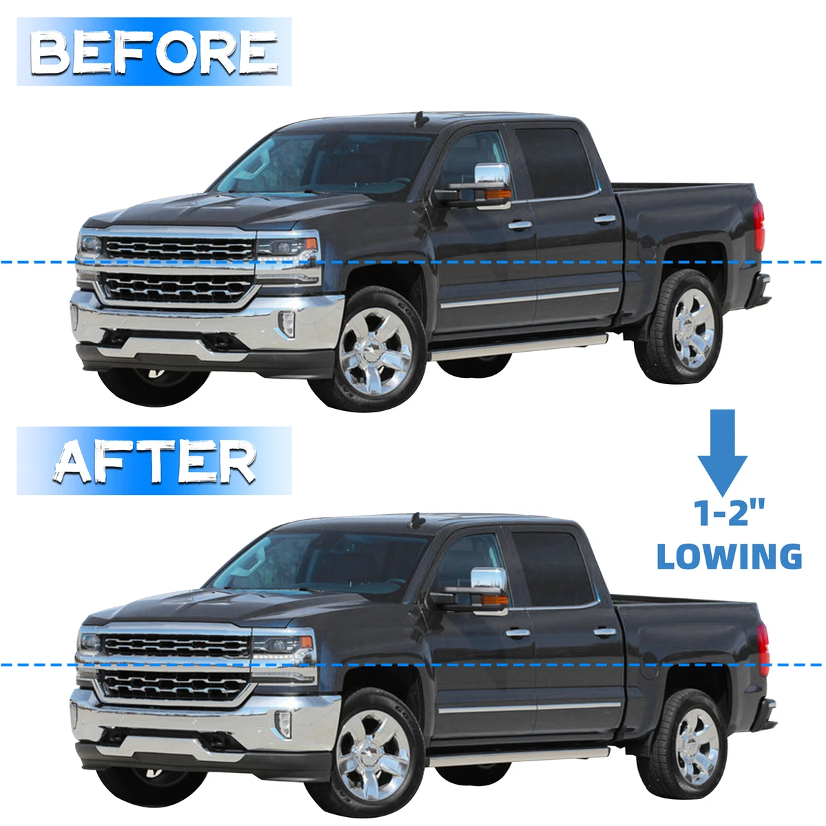 3" Front / 5" Rear Lowering Kit For 1988-1998 Chevy GMC C1500 - Drop Spindles & Components
