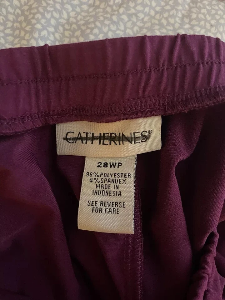 Purple Wide Leg Elastic Waist Pull On Pants Catherines Plus 28WP 4X Petite NEW - Image 2 of 4