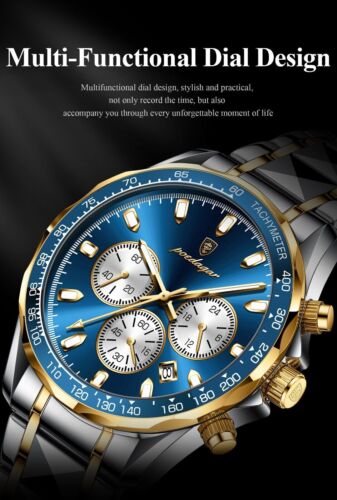 Mens Chronograph Quartz Watches 3 ATM Waterproof Luminous Date Wristwatches Gift - Picture 13 of 25