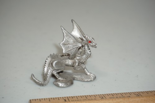 1991 Yahre Ridol Pewter Dragon Red Jewel Eyes Fantasy D&D Metal Mini Figure Vtg - Picture 7 of 10