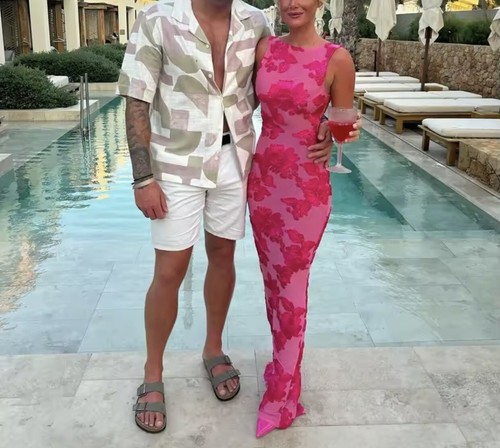 Rosa Maxi Abendkleid ärmellos Hochzeitsgast langes Kleid - Gr. M (UK 10) - Bild 1 von 5