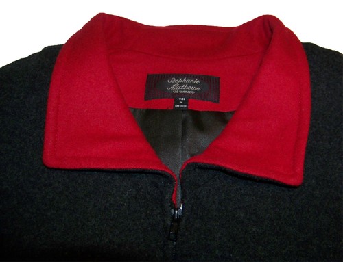 Stephanie Mathews Designer Womens Wool Blend Full-Zip Coat Wing Collar Charcoal - Picture 4 of 10