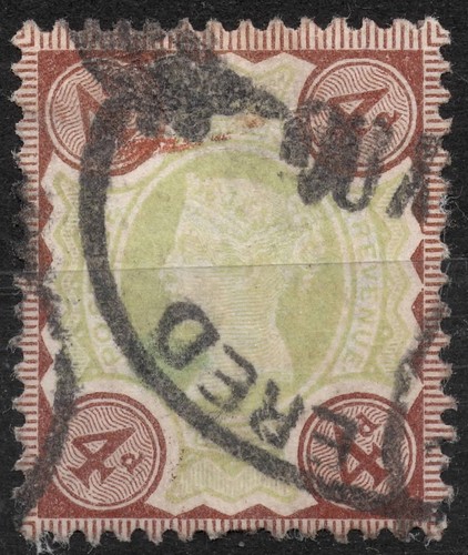 SG205 Sn:#116 used 1887  4d GREAT BRITAIN Queen Victoria Jubilee Issue - Picture 1 of 2