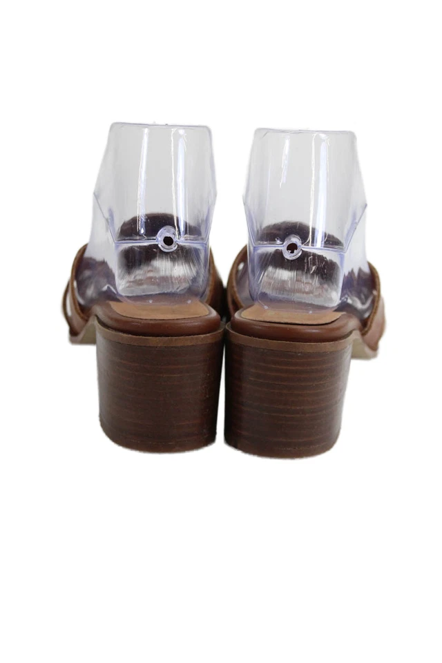 Bruno Magli Women's Open Toe Block Heels Leather Sandals Camel Size 38 - Image 4 of 4