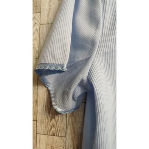 Charmour Women Blue P.J. Top Size medium Embroidery Sequins Ribbon Satin Buttons - Picture 8 of 13