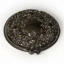 Vintage Art Deco Silver Plated Formal Compact Mirror , 2.75”