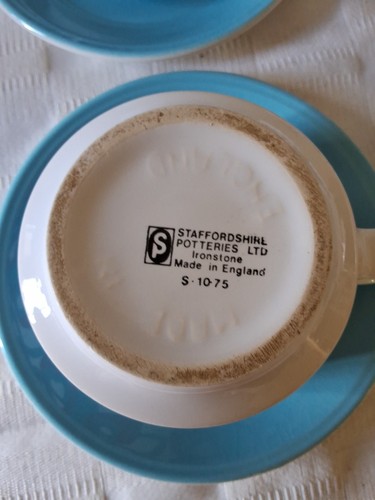 Staffordshire Potteries Ironstone Cups And Saucers S 1075 Preowned England - Picture 4 of 7
