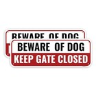 2PC Beware of Dog Sign, 10 x 3.5 Beware of Dog Keep Gate Closed Sign 10"x3.5"