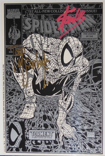 SPIDER-MAN SILVER KEEPSAKE COLLECTION~SIGNED TODD McFARLANE & STAN LEE~'90~COA - Picture 1 of 4