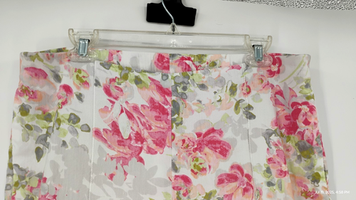 NUEVO J. Jill Lino Elastizado Floral Capri Pantalones Pull-On Blanco Coral Rosa Bolsillos M - Imagen 15 de 24