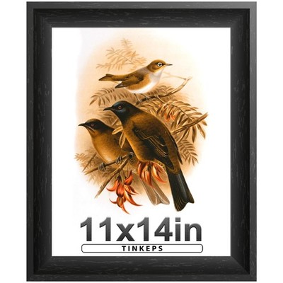 11x14 Picture Frame Black with Black Back Board, Curved Extra Wide Edges, Woo...