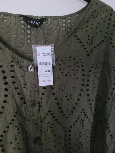 BNWT Green Embroidery Englaise Button Through Blouse Top - Picture 2 of 2