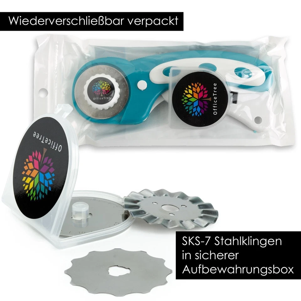 Rollschneider + 3 Klingen Ø 45mm Rollmesser Cutter Patchwork Rotary Bastelmesser - Bild 2 von 4