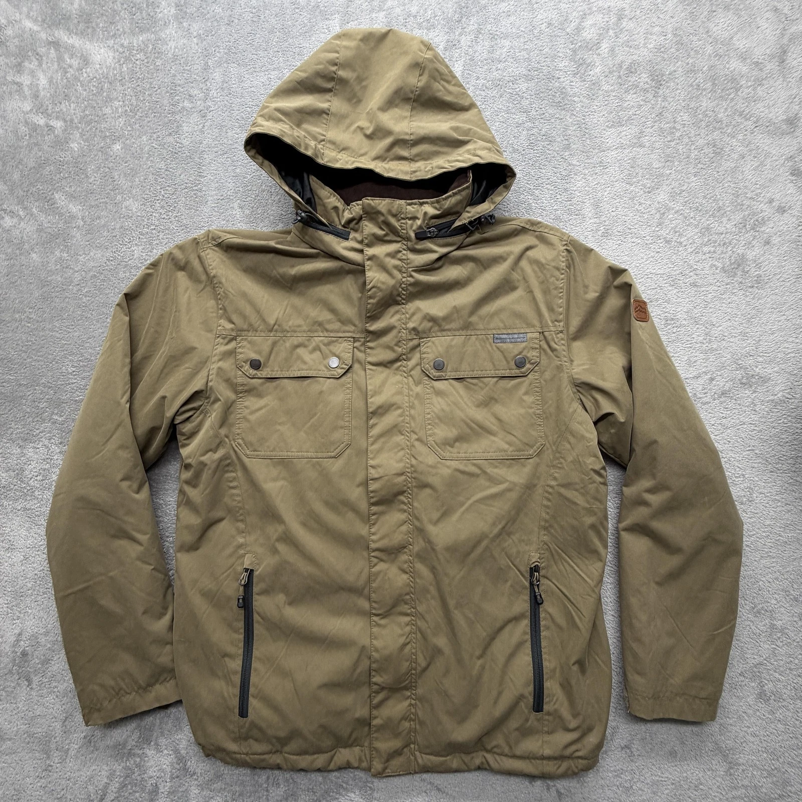 Rugged Elements Jacket Mens M Green Parka Hooded Lined Insulated Pockets