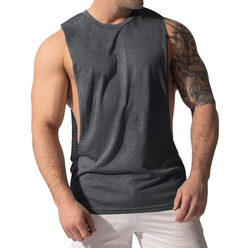 Mens Cut Off Shirts Tak Tops Muscle Shirt Bodybuilding Sleeveless Gym T Shirts 1 - Picture 19 of 30