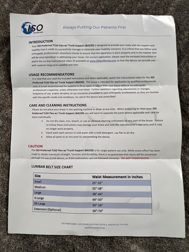 ISO Preferred TLSO Flex mit Kofferraumstütze Rückenbandage ISO-BA220 Universal NEU - Bild 15 von 15