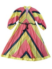 Zimmermann Dress Orange Yellow Estelle Chevron Stripe Cotton Slip Belt Midi 0