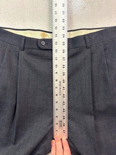 vtg 90s Cricketeer 42L 36x32 2pc Pant Suit Charcoal Windowpane Flannel Wool USA - Picture 15 of 19