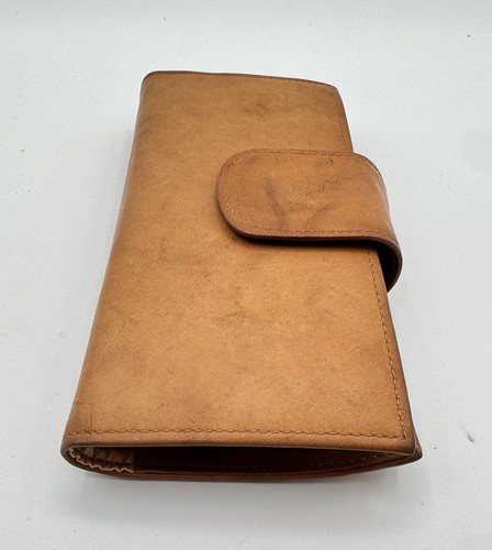 Vintage Basco feines Leder Rindsleder Geldbörse Scheckbuch Organizer hellbraun Made in USA - Bild 4 von 13