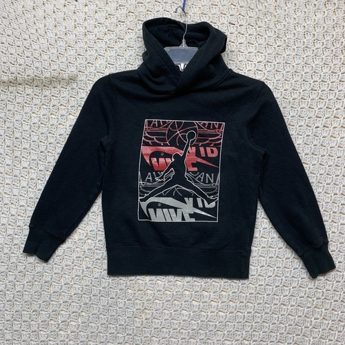 Nike Air Jordan Pullover Hoodie Sweater Boy's Size S Black graphic - Picture 1 of 8