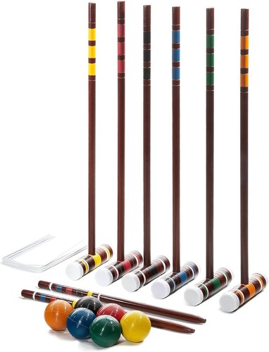 Intermediate Croquet Set with Steel Wickets and Colorful Mallets - 6 Players - Picture 3 of 11