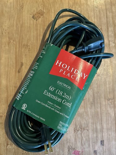 Lugar de vacaciones: cable de extensión eléctrico de 60' (18,2 m) interior/exterior verde, 125 V - Imagen 1 de 6