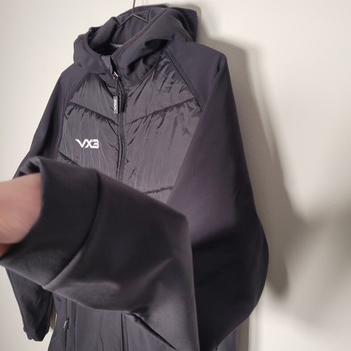 VX3 Black Jacket Small Training Tempest Hybrid Hood MidWeight Quilted Soft Shell - Afbeelding 2 van 9