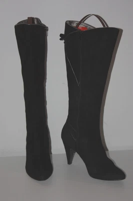 MINELLI Bottes à Talons Cuir Velours Noir Doublées Cuir T 38 TTBE - Photo 1/4