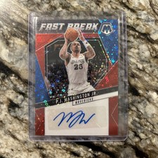 P.J. Washington Jr. 2024-25 Panini Mosaic Auto Fast Break Disco Red #/49 Mavs