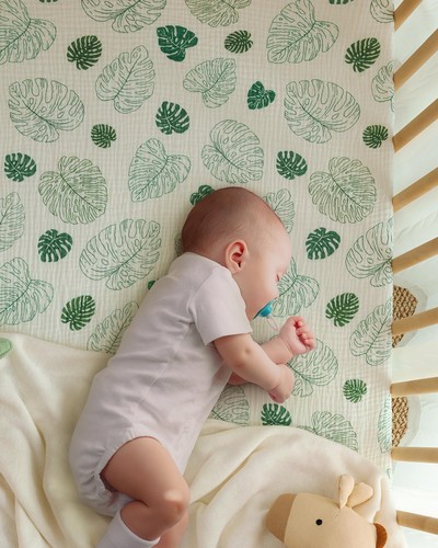 Muslin Crib Sheets for Girl Boy, Boho Neutral Soft Cotton Baby Sheet for 52''... - Foto 3 di 8