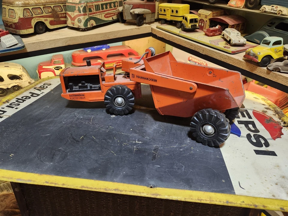 Nylint Tournarocker 1950s Orange Very Hard To Find. RG Tourneau Inc Steel Truck - Image 2 of 4