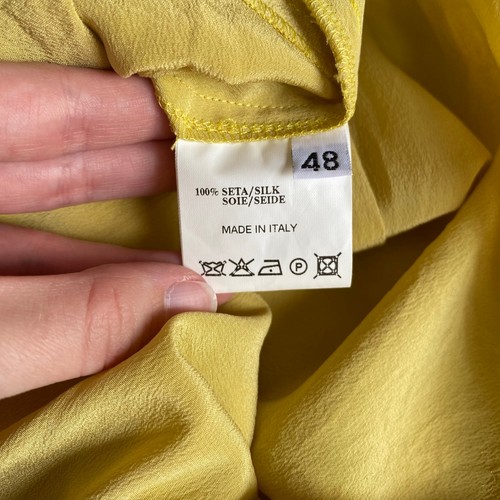 Costume National Ecru Yellow Ruffled Italian Silk Mini Dress Size EUR 48 - Picture 9 of 9