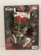 Bucilla Felt Appliqué Christmas Stocking kit 84949 Jeweled Ornaments Vtg 2003