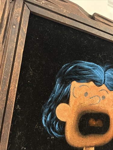 Vintage Lucy Charlie Brown Peanuts Samt Gemälde gerahmt Original Kunst 60er 70er - Bild 2 von 16
