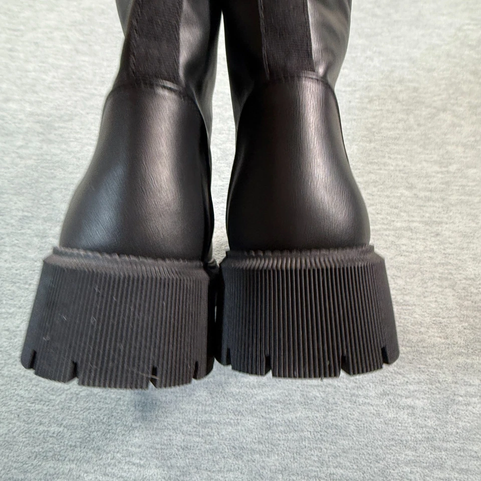 Женские сапоги French Connection размер 8,5 цвет черный кожаный с зажимной подошвой на молнии на лодыжке на платформе Chun - Изображение 4 из 4