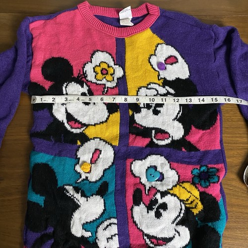VTG Disney Mickey Minnie Mouse Color Block Sweater Size 14 Comic Minnie 90s - Picture 6 of 8