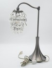 Pottery Barn Crystal Teardrop Pendant Table Lamp with Brushed Nickel Base RARE