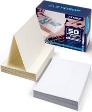 50 Folded Watercolor Cards & Envelopes 5x7 Blank 140lb Paper for DIY