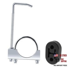 Car 2.5" Exhaust Clamp with Rod  Rubber Exhausts Hangers Kit,Exhaust Hanger