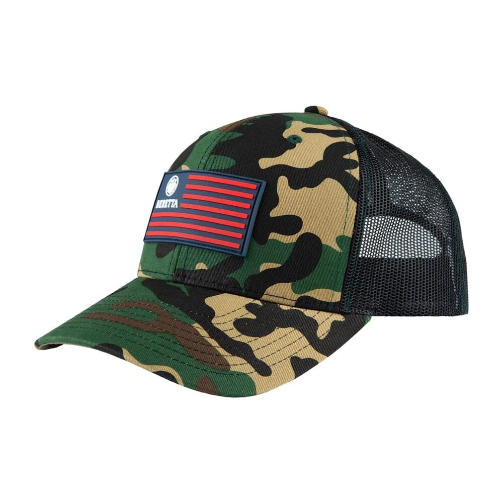 Beretta Stryker Camo Trucker Hat with Rubber Flag Patch (BC031T1675088D)