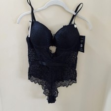 NWT Marilyn Monroe Black Lace Bodysuit w/ Adjustable Straps Size L