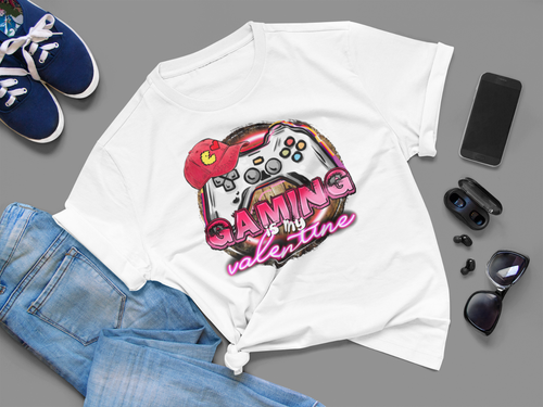 Camiseta Gaming is My Valentine Gráfica Colorida, Blanca, Talla Juvenil L - Imagen 4 de 5